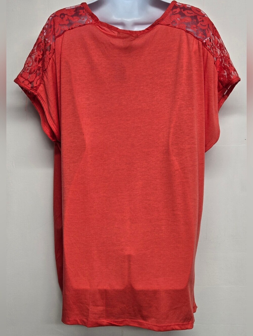 Rouge Collection Vintage Pullover Top 4X Slinky Stretch Knit V Lace  V Neck - Picture 3 of 5